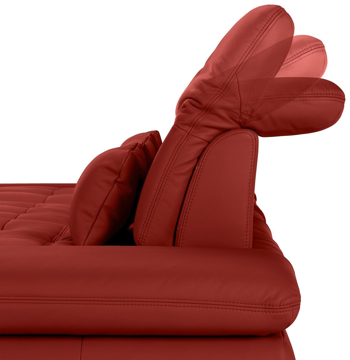 Wohnlandschaft Sanfino Leder Rot - Chromfarben/Rot, KONVENTIONELL, Leder/Metall (199/79-96/305cm) - Premium Living
