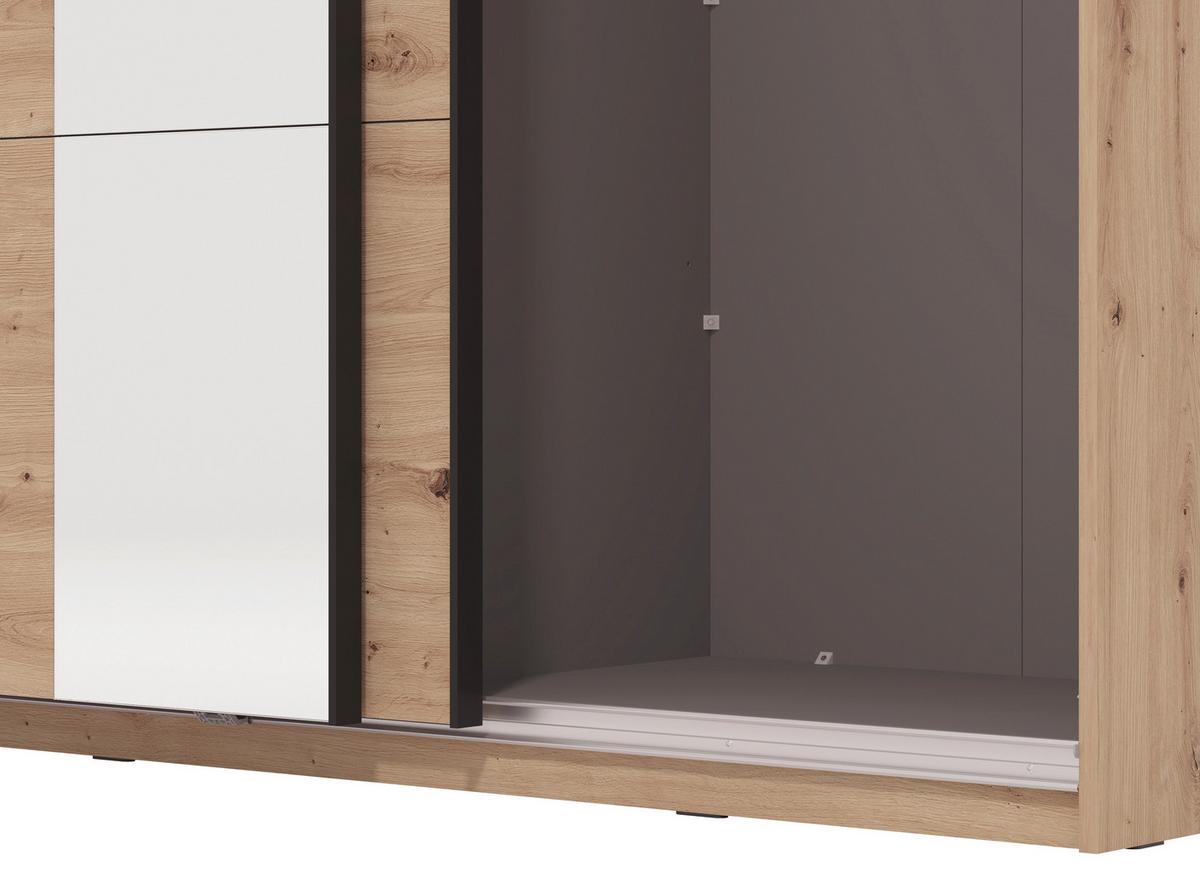 Schwebetürenschrank Gard 150 in Eiche Artisan - Schwarz/Eiche Artisan, KONVENTIONELL, Holzwerkstoff/Metall (146/217/61cm) - Mömax