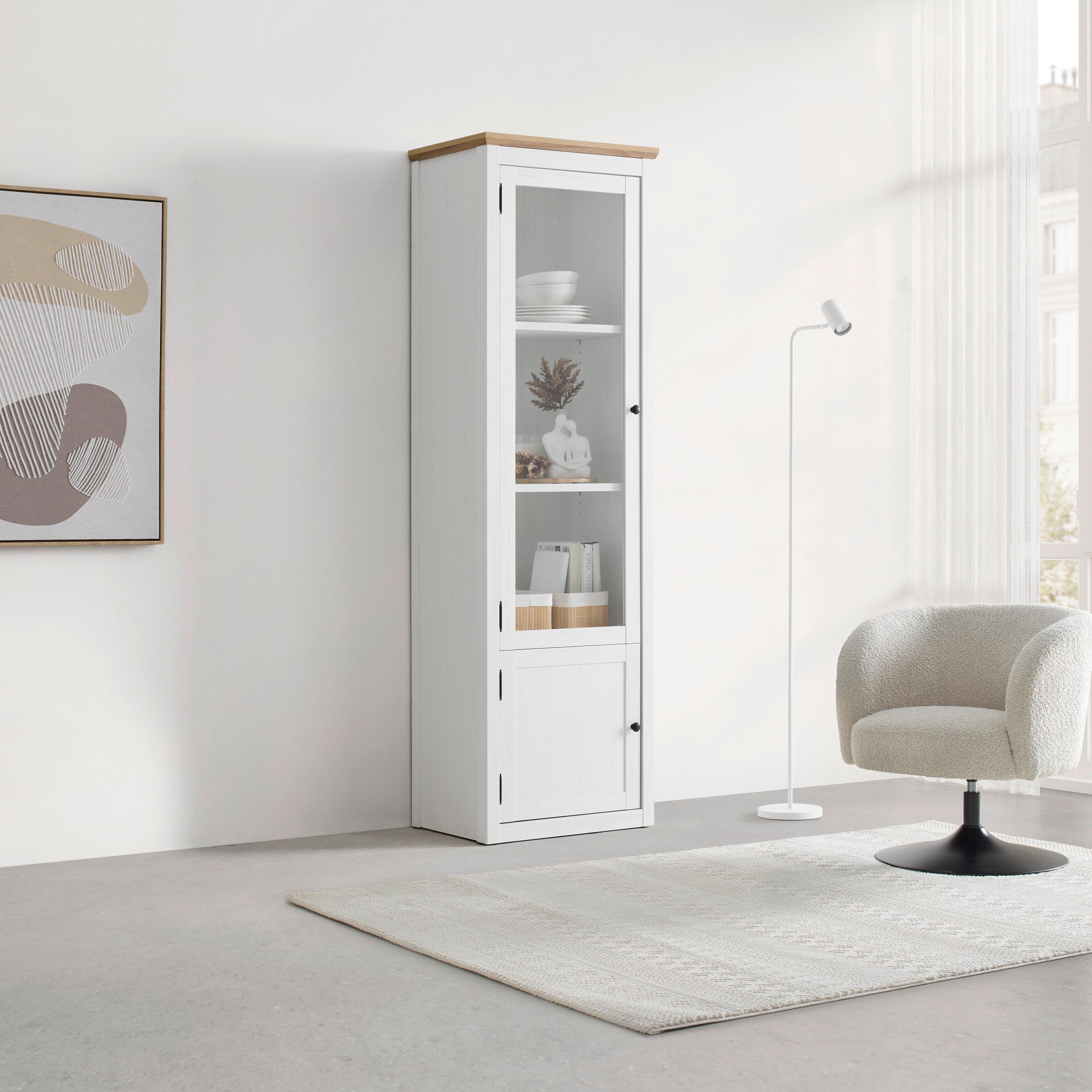 VITRINSKÅP KORSIKA -EXKLUSIV- - vit/svart, Romantik / Lanthus, metall/trämaterial (58,1/195/43cm) - Mömax