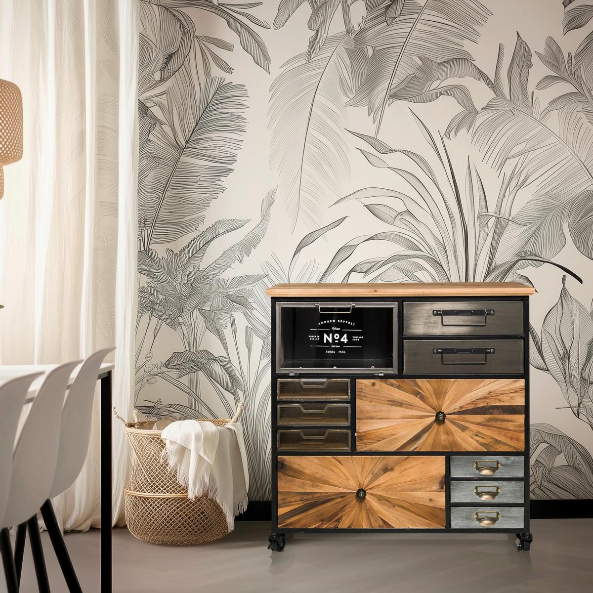 Široka Komoda Continento, Črna, Barva Jelke - črna/naravne barve, Moderno, kovina/umetna masa (88/84/34cm) - MID.YOU