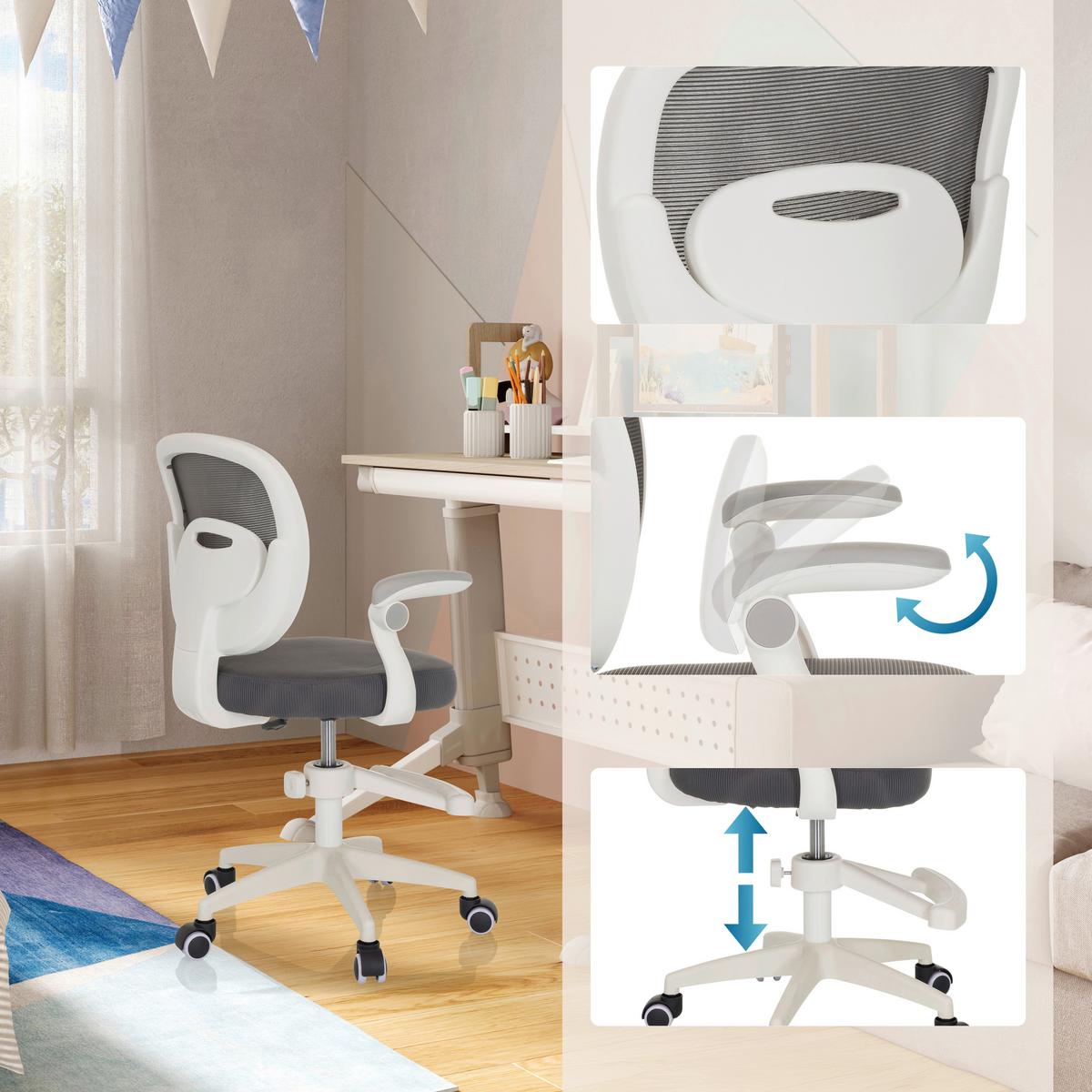 Mladinski Vrtljivi Stol Kiddy Smart, Siva - siva/bela, Moderno, umetna masa/tekstil (61/84-97/55cm) - MID.YOU
