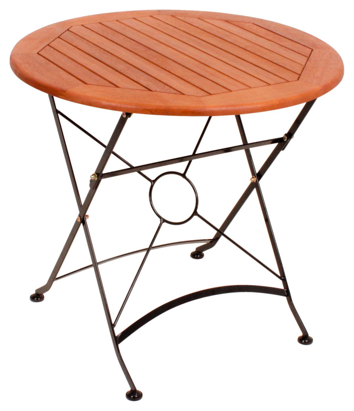 Gartenklapptisch Wien Holz/Schwarz - Schwarz/Braun, MODERN, Holz/Metall (80/80/74cm) - Gardenson