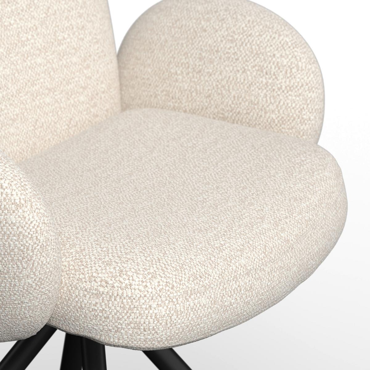 Armlehnstuhl Josea Creme Chenille Drehbar Gepolstert - Creme/Schwarz, MODERN, Holz/Textil (64/85/63cm) - Bessagi Home