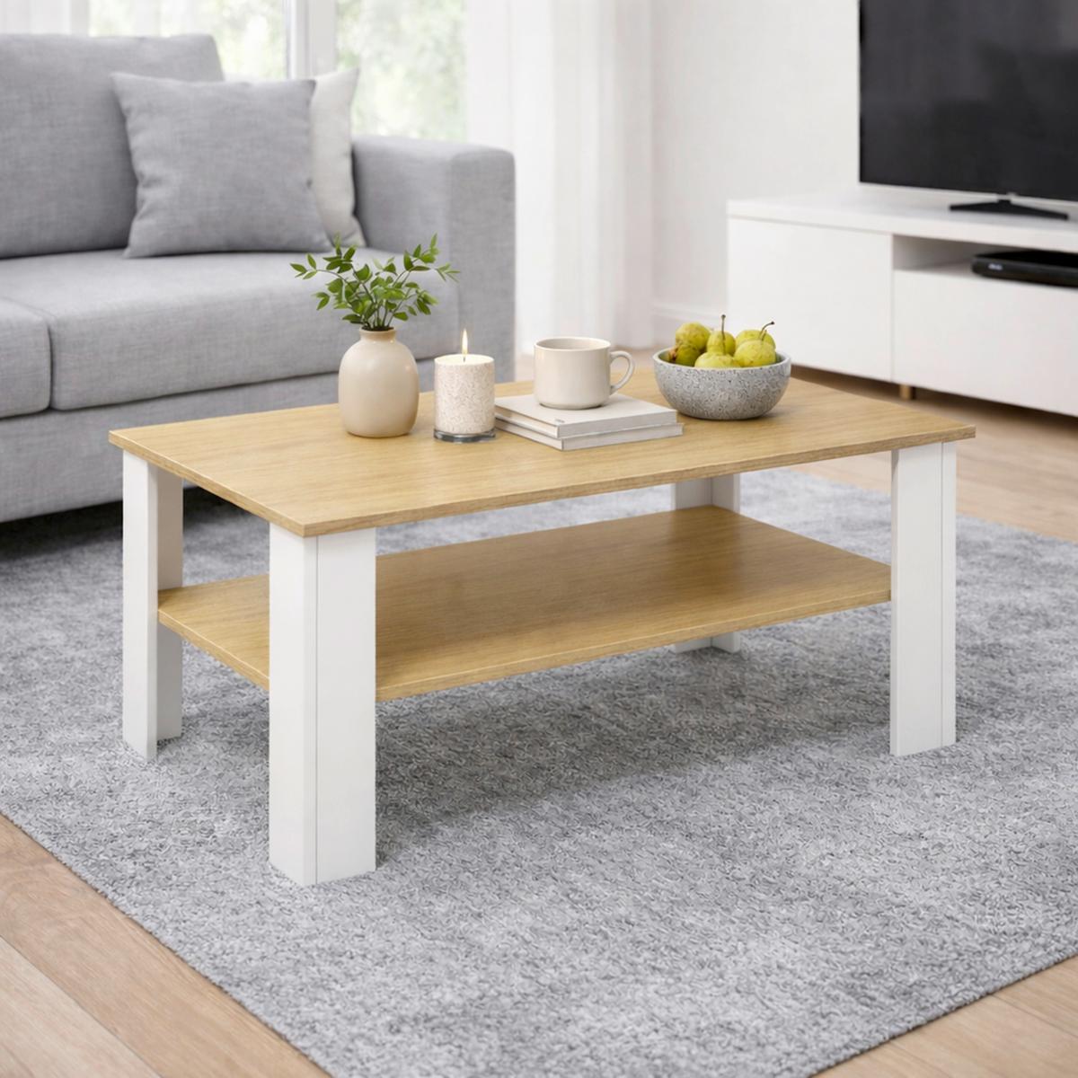Couchtisch Disalo - Honigeiche/Weiss, Design, Holzwerkstoff (100/55/44cm) - Livetastic