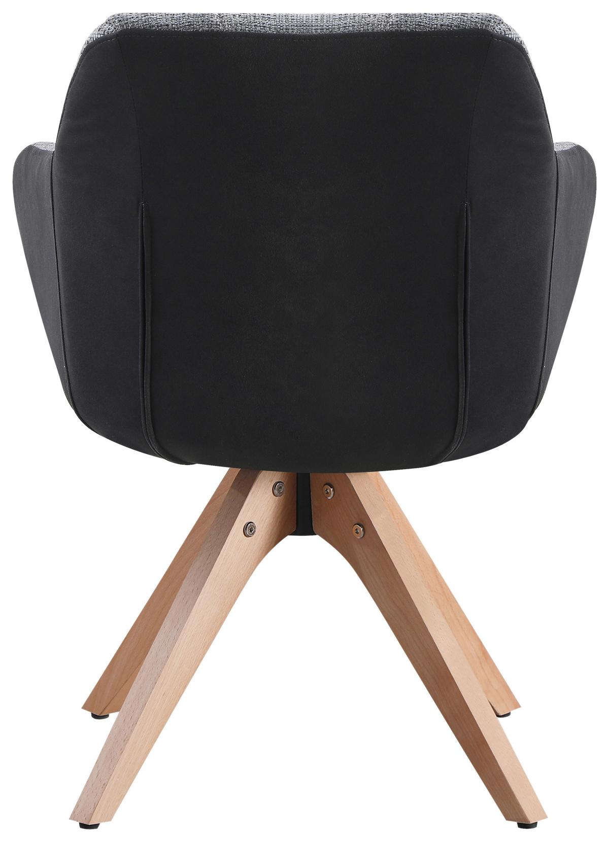 Armlehnstuhl Relax Grau/Buchefarben - Dunkelgrau/Buchefarben, MODERN, Holz/Textil (60/84/61cm) - Mömax