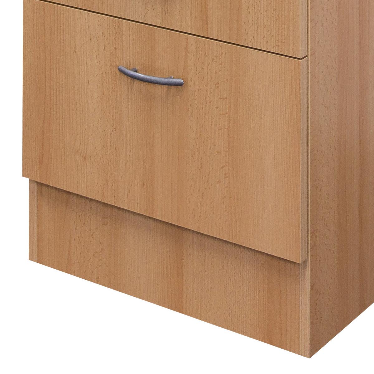 Küchenunterschrank "Nano" , Buche - Edelstahlfarben/Beige, Holzwerkstoff/Kunststoff (50/85/60cm) - FlexWell