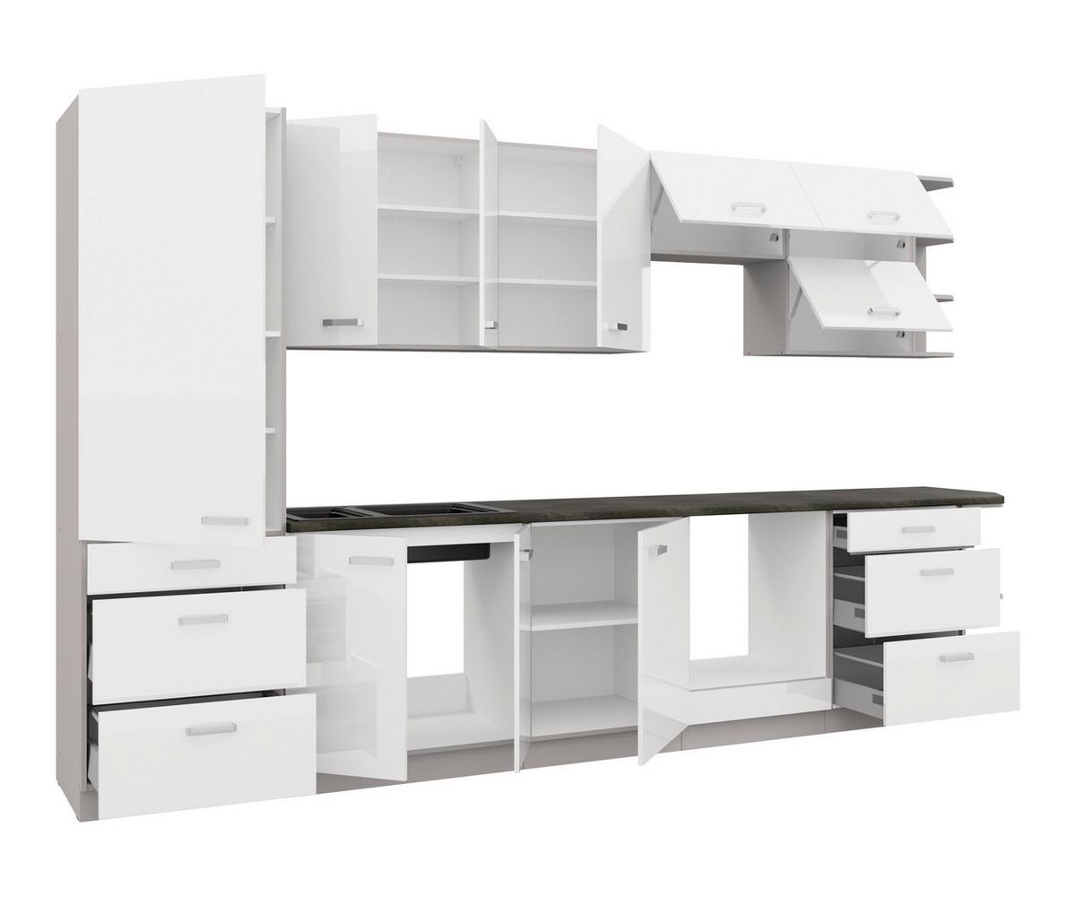 Blok Kuhinja Bianca - boja hroma/siva, Moderno, metal/pločasti materijal (350/214/60cm) - Modern Living