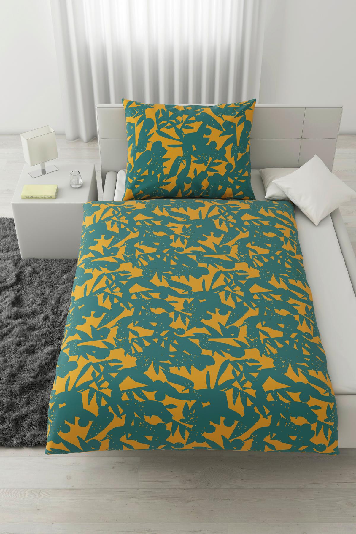 WENDEBETTWÄSCHESET ABSTRACT WENDE - Blau/Gelb, Konventionell, Textil (160/210cm) - Modern Living