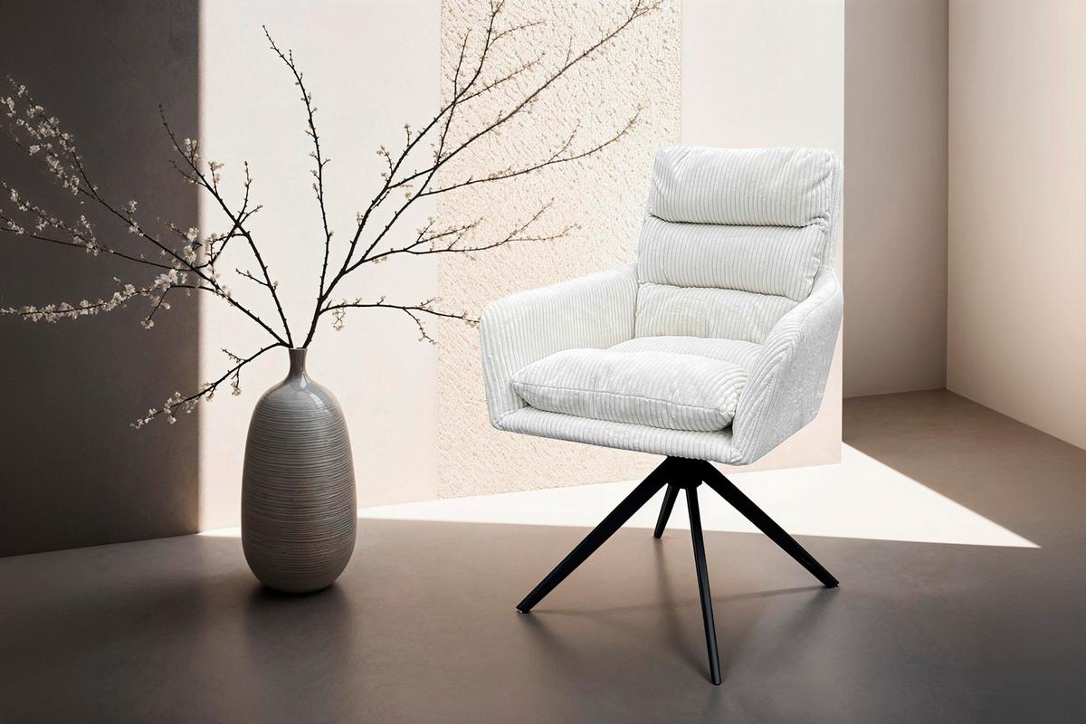 Armlehnstuhl-Set Pura 2er-Set Weiß - Schwarz/Weiß, Design, Textil/Metall (58/88/64cm) - MID.YOU