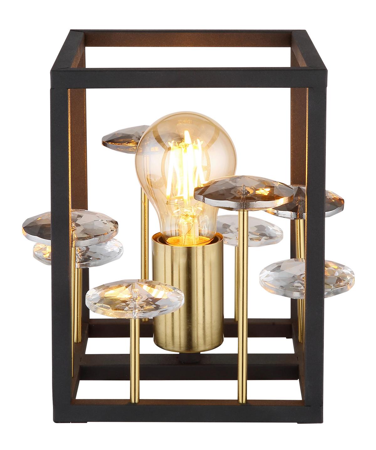 Tischleuchte Lisbon Gold/Schwarz max. 40 Watt - Klar/Goldfarben, Basics, Glas/Kunststoff (15/15/20cm) - Globo