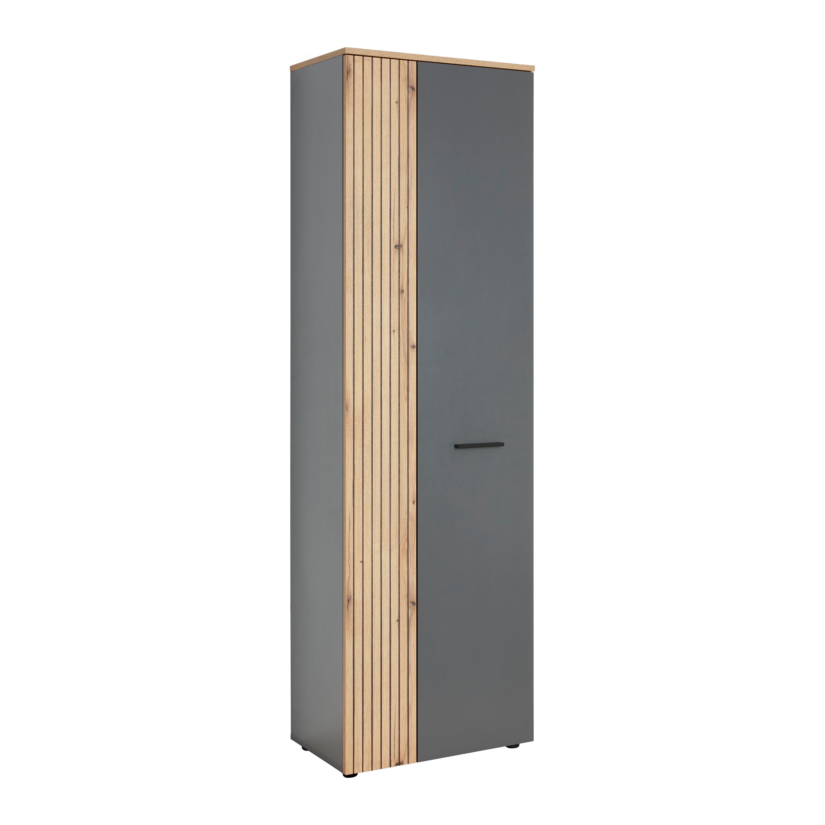 Garderobenschrank Cadix Anthrazit/Eichefarben - Eichefarben/Anthrazit, Modern, Holzwerkstoff/Kunststoff (60/195/36cm) - Mömax