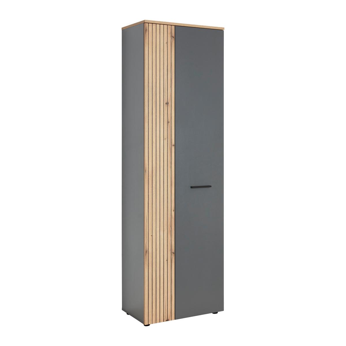 Dulap pentru hol CADIX - culoare lemn stejar/antracit, Modern, material pe bază de lemn (60/195/36cm) - Modern Living