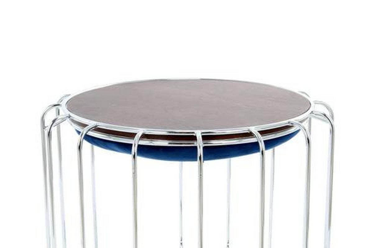 BEISTELLTISCH 4DPRB - Silberfarben/Dunkelblau, Basics, Glas/Holzwerkstoff (50/50/45cm) - Kayoom