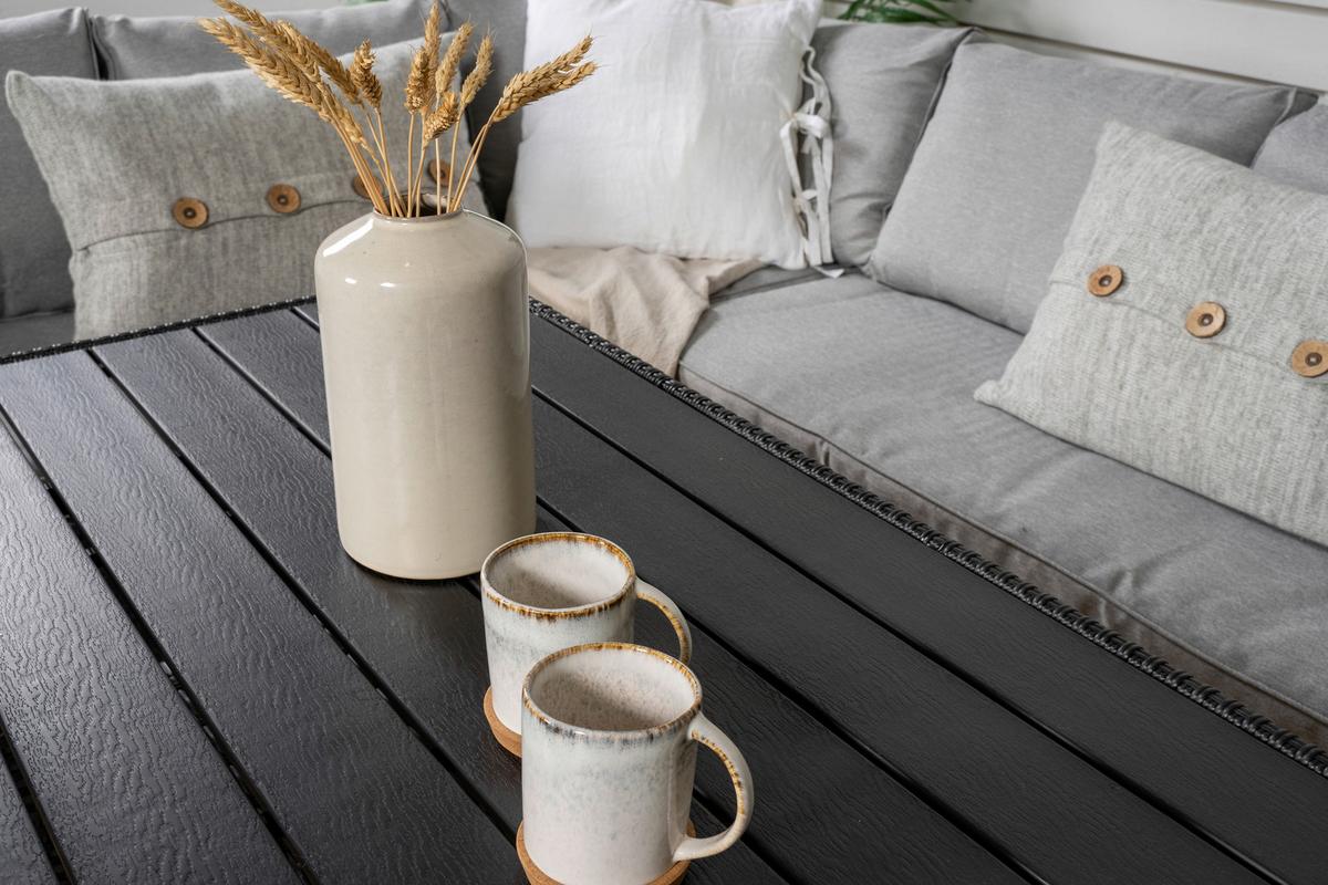 Dining-Loungeset Bentwood ca. 173x227 cm Schwarz - Schwarz, KONVENTIONELL, Kunststoff (173/227cm) - Gardenson