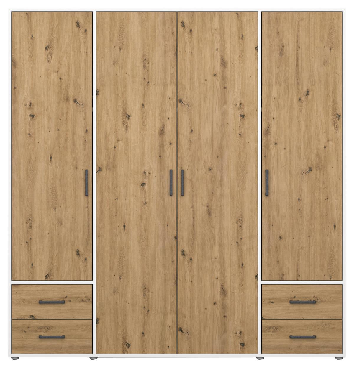 Ormar S Klasičnim Vratima Voyager - bijela/siva, Moderno, drvni materijal/plastika (187/194/53cm) - Modern Living