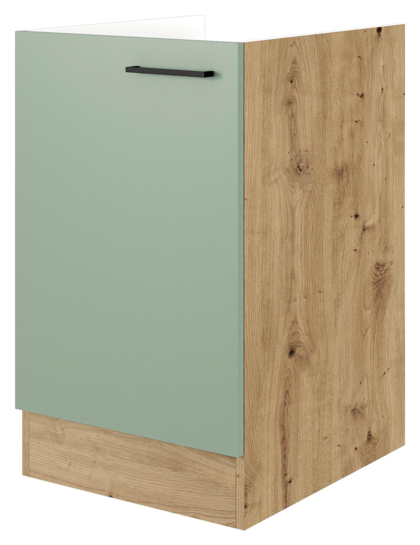 Spülenunterschrank Cara ca. 50x82x57 cm Grün/Eiche - Schwarz/Eiche Artisan, KONVENTIONELL, Holzwerkstoff/Metall (50/82/57cm) - FlexWell