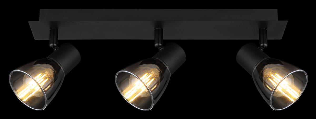 Strahler Claude in Schwarz max. 40 Watt - Schwarz, Design, Glas/Metall (40/7/15,5cm) - Globo
