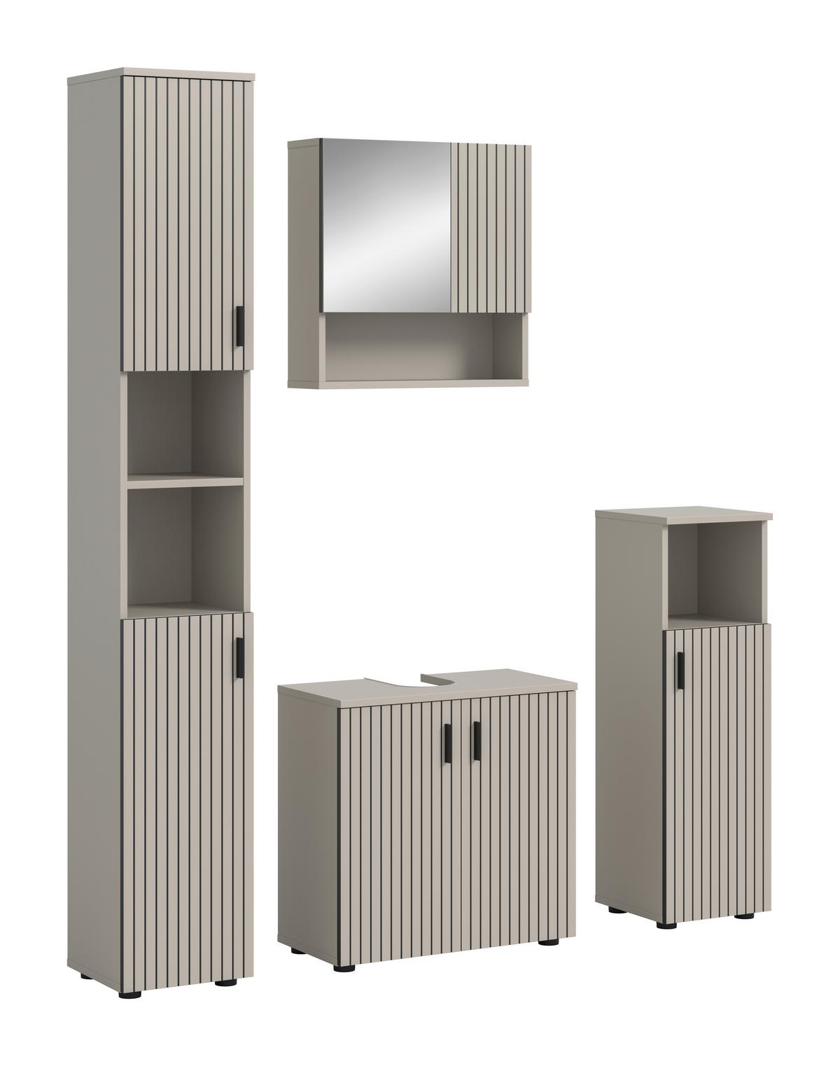 Badezimmer Mone Kaschmir - Kaschmir/Schwarz, Trend, Glas/Holzwerkstoff (120cm) - MID.YOU