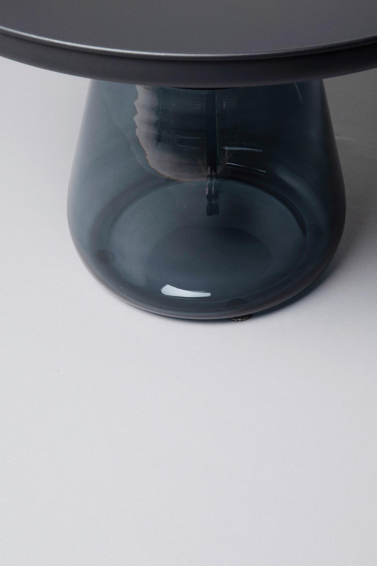 Beistelltisch Bottiglia Schwarz/Blaugrau - Blaugrau/Schwarz, MODERN, Glas/Metall (60/43/60cm) - Kare-Design