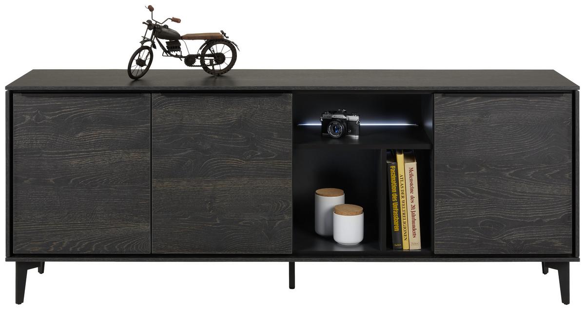 Sideboard in Anthrazit - Schieferfarben/Anthrazit, Modern, Holzwerkstoff/Metall (183/71/40cm) - Premium Living