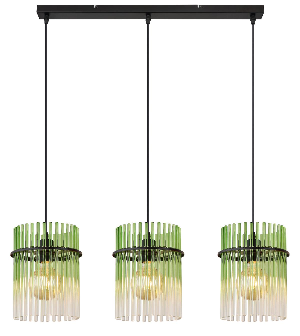 HÄNGELEUCHTE 15698-3HG GORLEY - Klar/Schwarz, Lifestyle, Glas/Kunststoff (80/20/140cm) - Globo