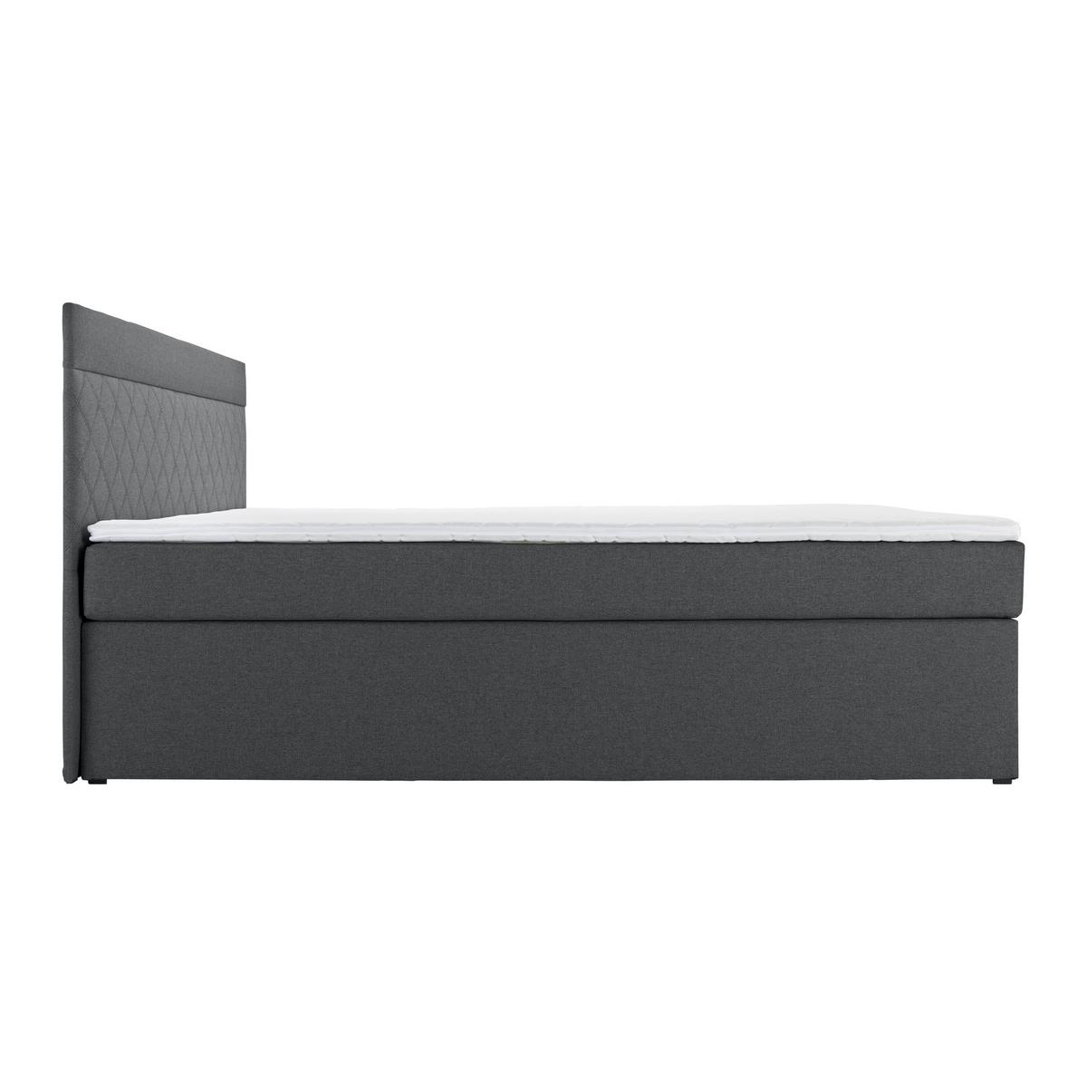 Pat tip boxspring fără arcuri ROSA - gri închis, Modern, lemn/textil (180/200cm) - Bessagi Home