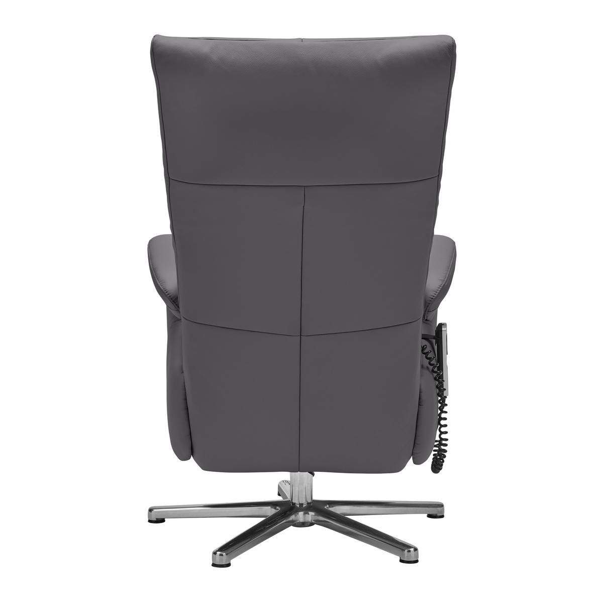 Relaxsessel Sitting 2 Anthrazit - Chromfarben/Anthrazit, MODERN, Leder (70/111/80cm) - Premium Living