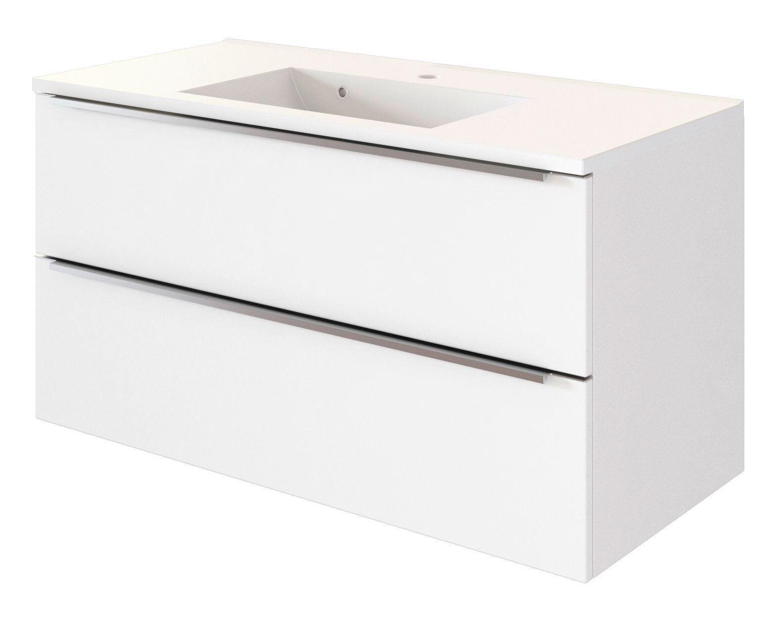 SZAFKA Z UMYWALKĄ GARDA - biały, Konventionell, kamień/materiał drewnopochodny (100cm) - Xora