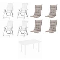 GARTENTISCHGRUPPE TAMPA+FARO+AUFLAGEN - Taupe/Weiß, MODERN, Kunststoff/Textil (90/111/140cm) - Gardenson