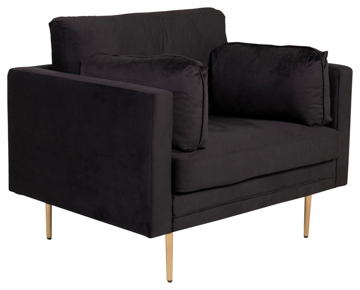 Sessel Boom ca. 110x84x86 cm Schwarz - Hellbraun/Schwarz, Design, Textil/Metall (110/84/86cm) - Livetastic