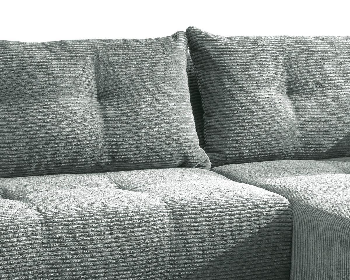 Wohnlandschaft Restato Hellblau Cord - Schwarz/Hellblau, MODERN, Holz/Textil (246/177cm) - MID.YOU