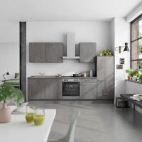 Küchenblock Riva Low m. Geräten Schieferfarben - Schieferfarben/Edelstahlfarben, MODERN, Holzwerkstoff/Metall (300cm) - Nobilia