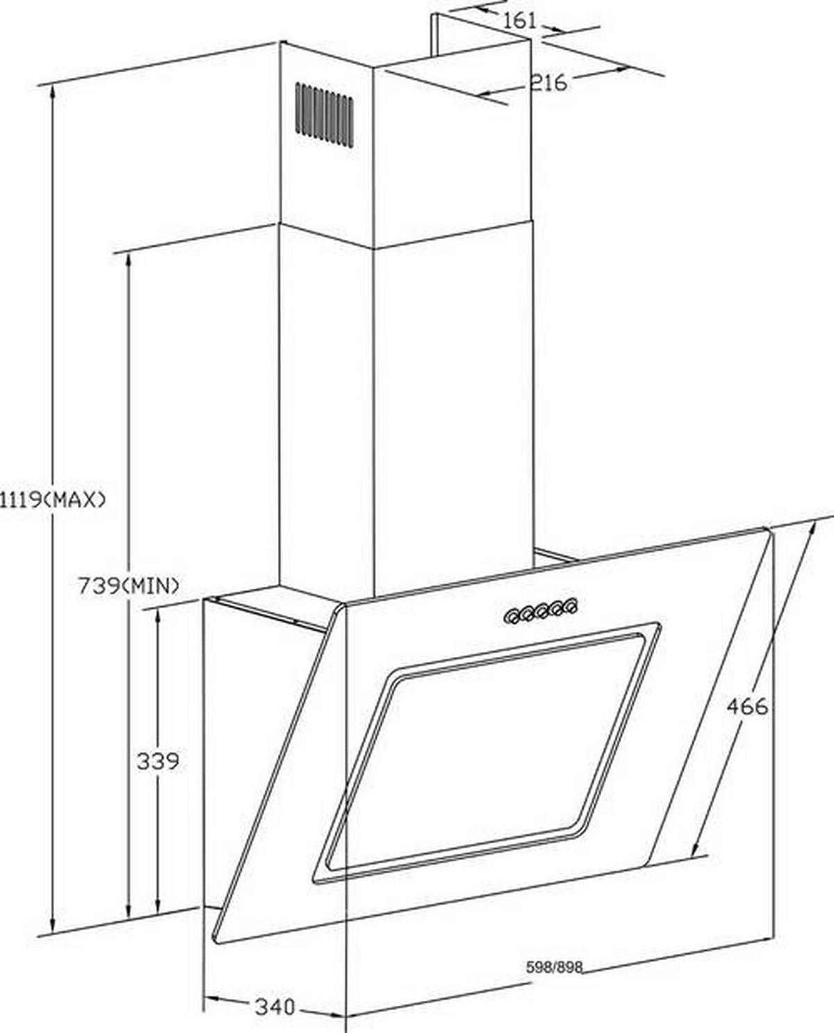Dunstabzugshaube Svea Metall Glas Weiß B: ca. 60 cm - Weiß, Trend, Glas/Metall (60/73,9-111,9/35cm) - Respekta