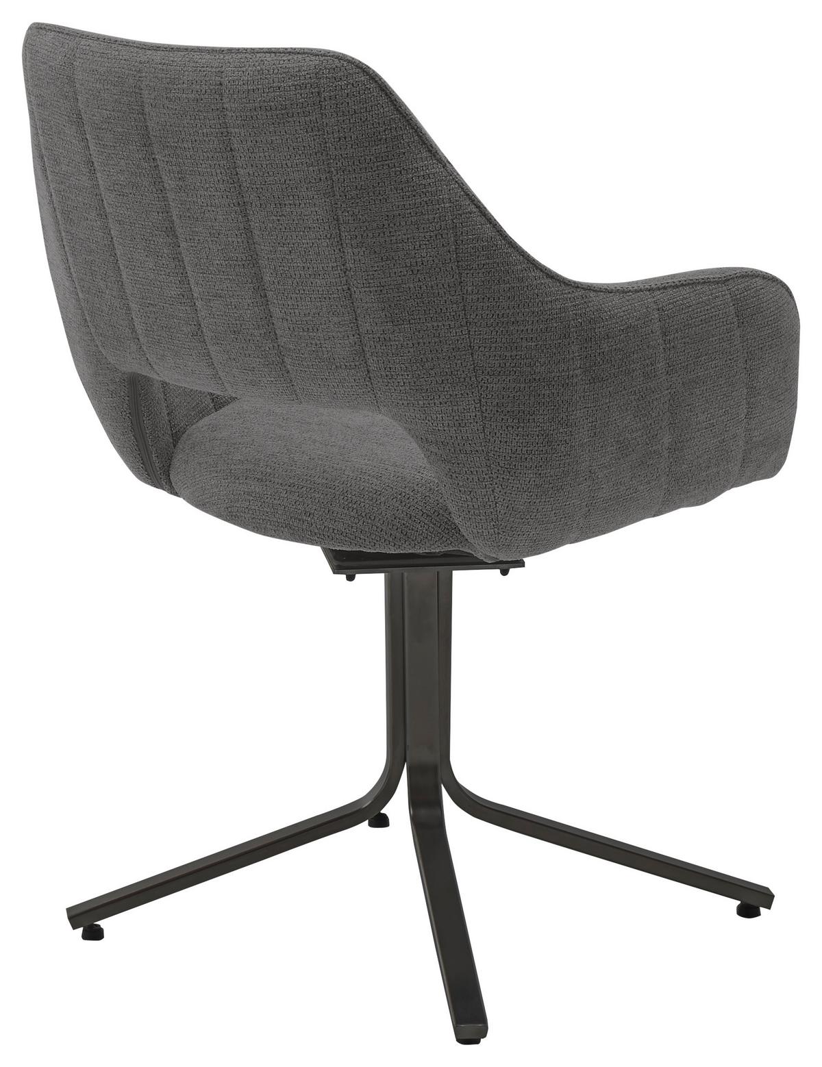 Armlehnstuhl Bacares in Anthrazit - Anthrazit/Schwarz, MODERN, Textil/Metall (62/88/63cm) - Premium Living