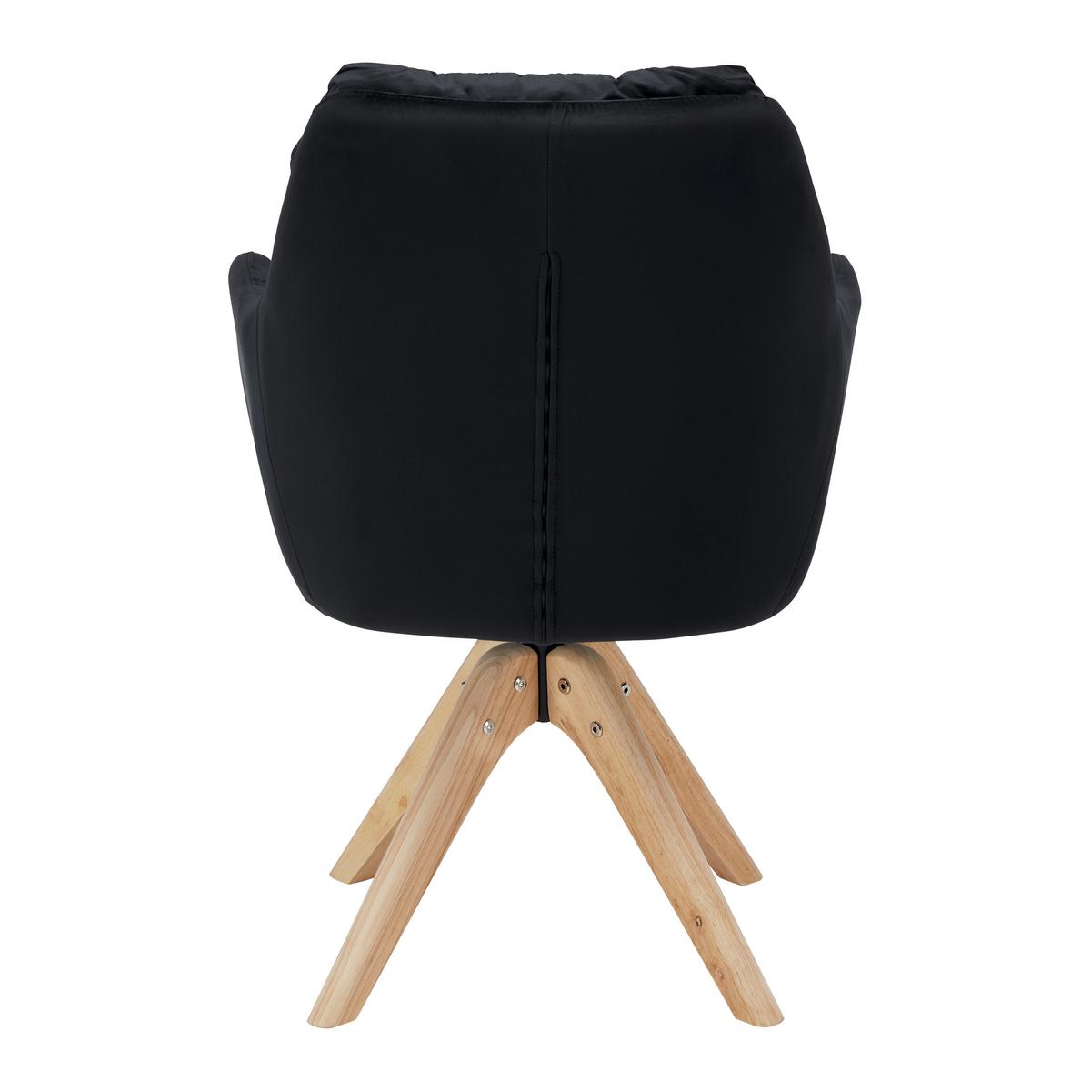 Armlehnstuhl Juana Schwarz Samt Drehbar Gepolstert - Schwarz/Naturfarben, MODERN, Holz/Textil (61/93/65cm) - Bessagi Home