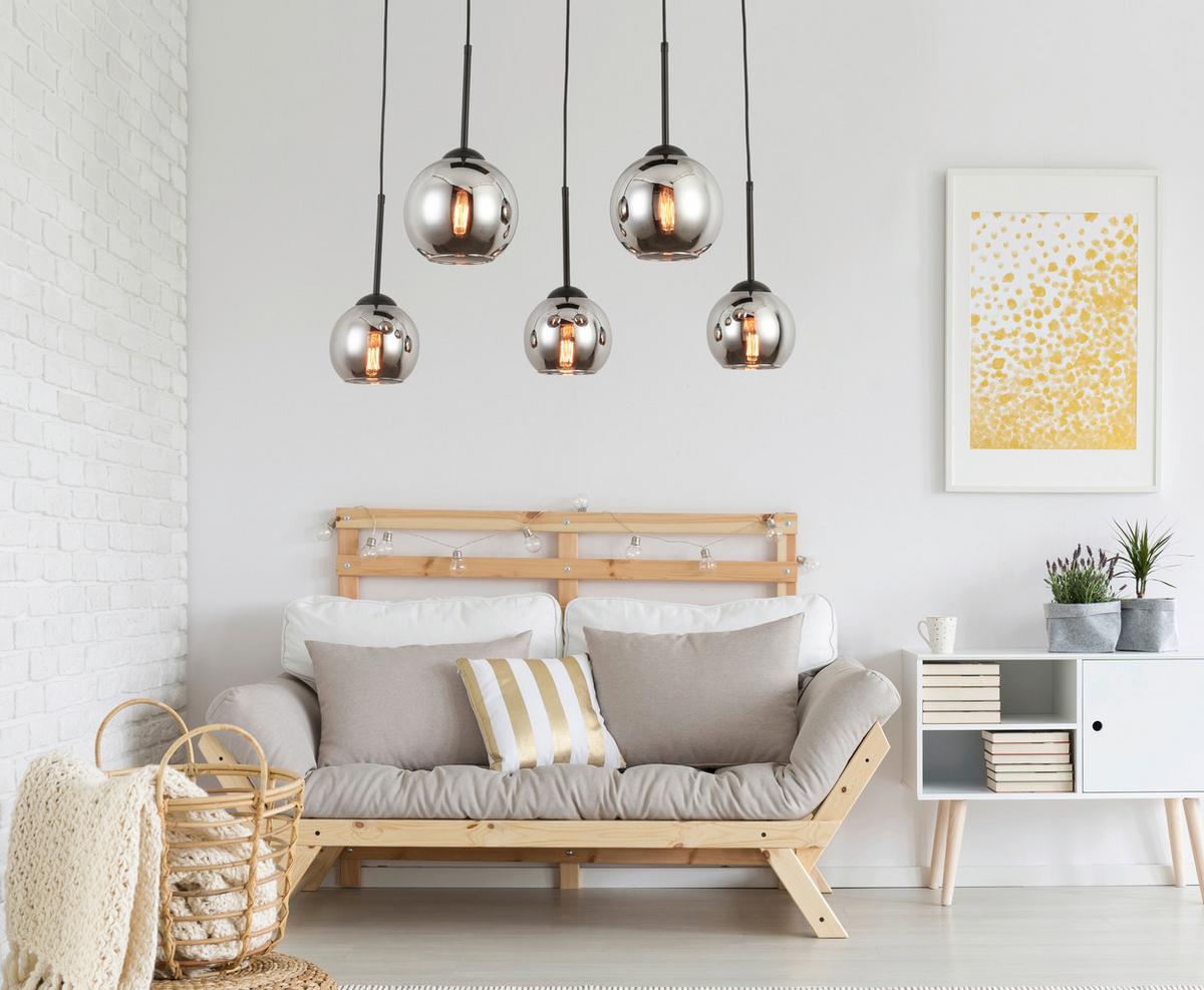 Viseča Svetilka Lufoo - barve kroma/črna, Moderno, kovina/steklo (75/25/120cm) - Premium Living