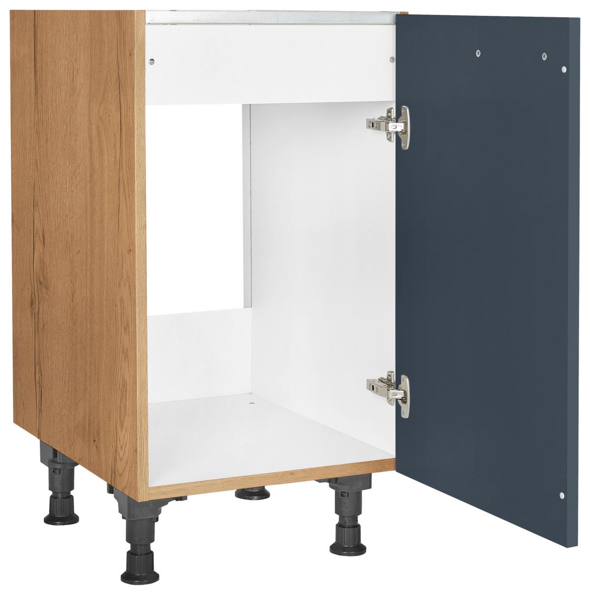 Spülenunterschrank Easytouch Blau - Blau/Eichefarben, MODERN, Holzwerkstoff/Metall (45,0/87,0/56,0cm) - Nobilia