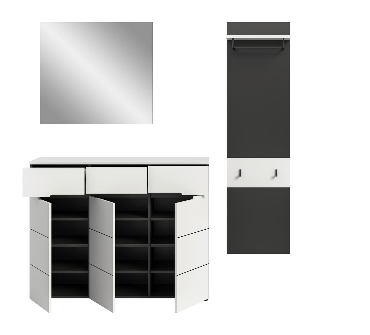 Predsoba Canu, Bela, Siva, 3-Delna - siva/bela, Design, leseni material (180/190/37cm) - Livetastic