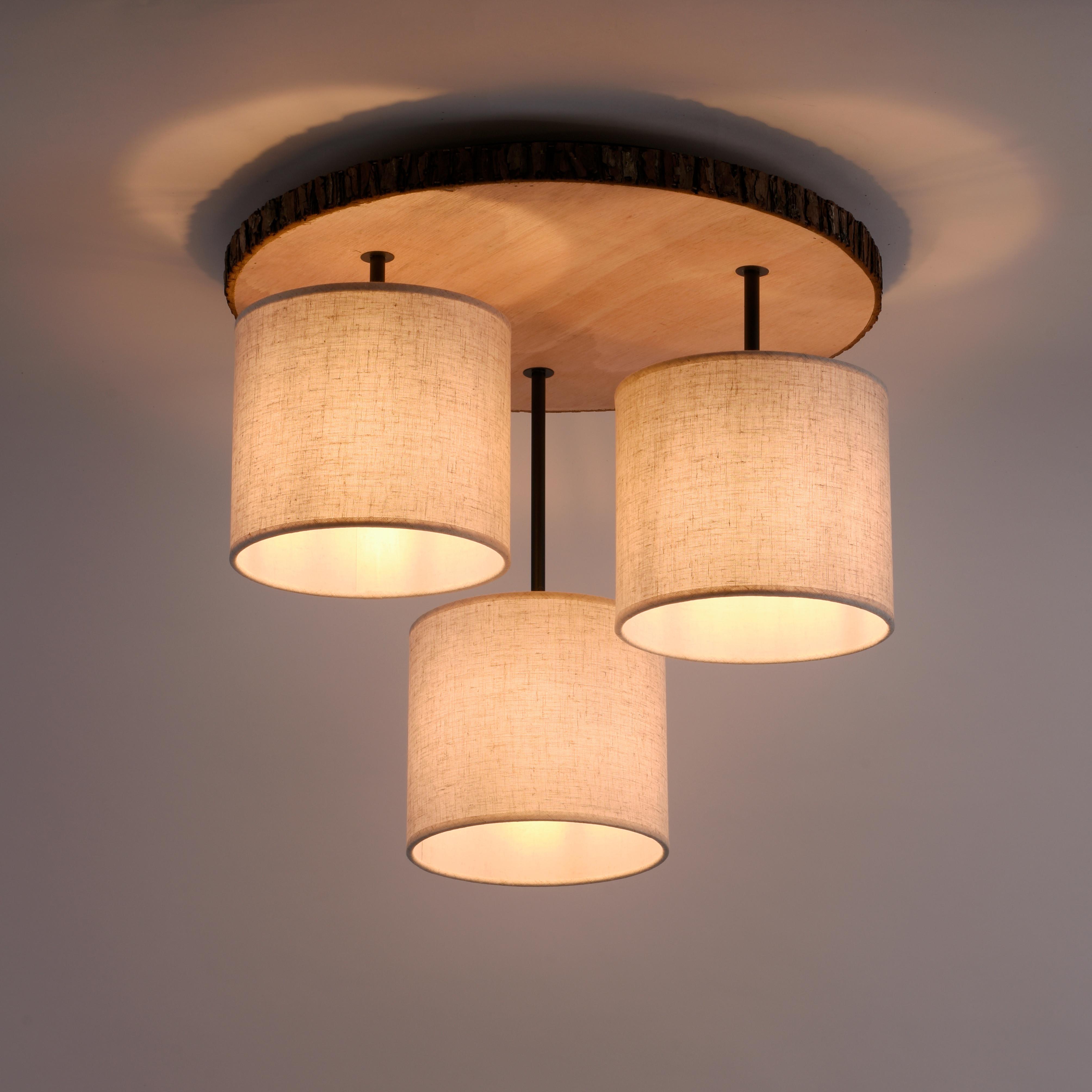 Deckenleuchte Bark Braun/Naturfarben max.120 Watt - Beige/Braun, KONVENTIONELL, Kunststoff/Textil (26-120/50/45cm)