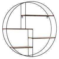 Stenski Regal Rom 1, Kovina, Les, Ø 70 Cm - črna/barve pinije, Moderno, kovina/leseni material (70/70/15cm) - Mömax