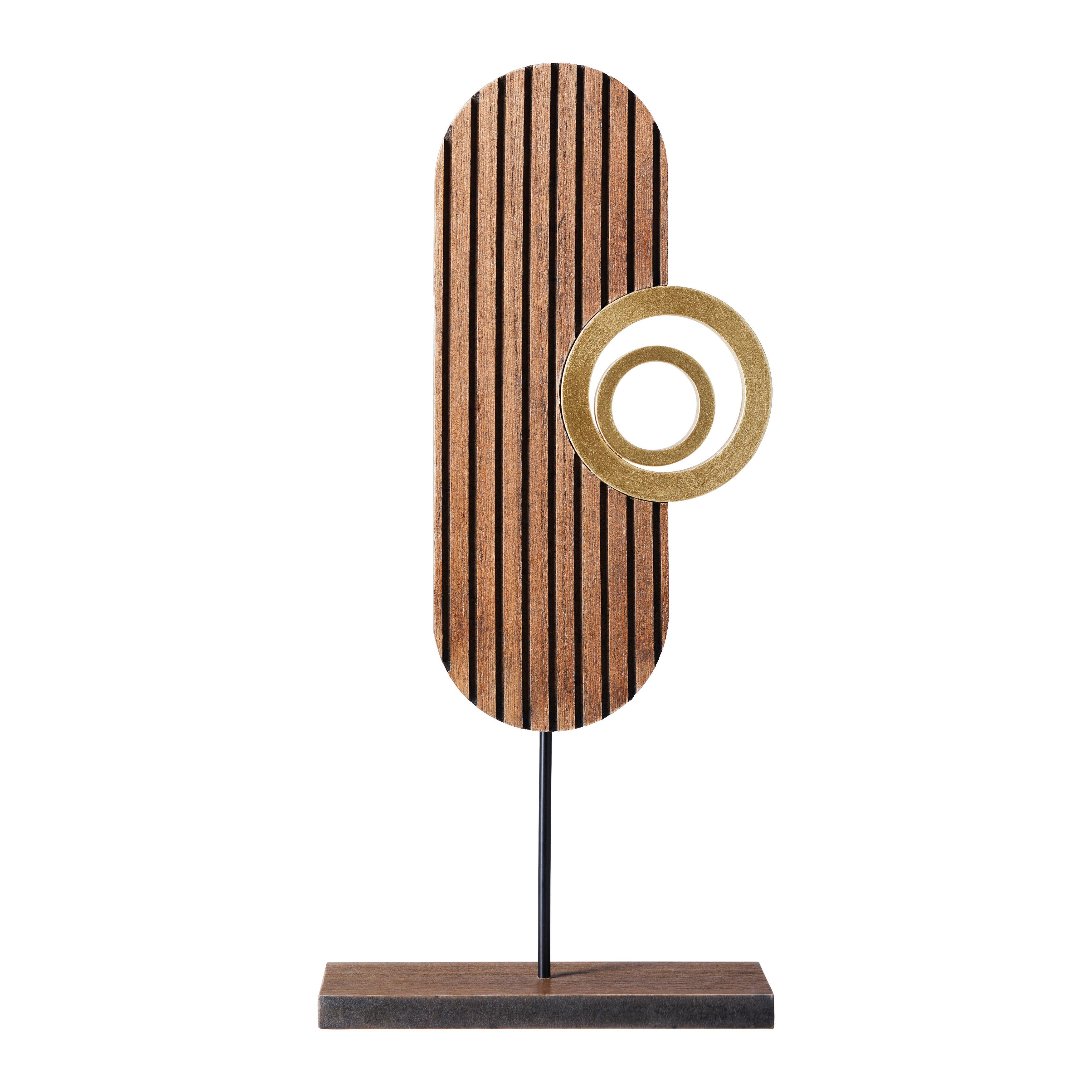 Skulptur Dana in Braun/Goldfarben - Goldfarben/Braun, Basics, Holz (17/35.5/6cm) - Modern Living