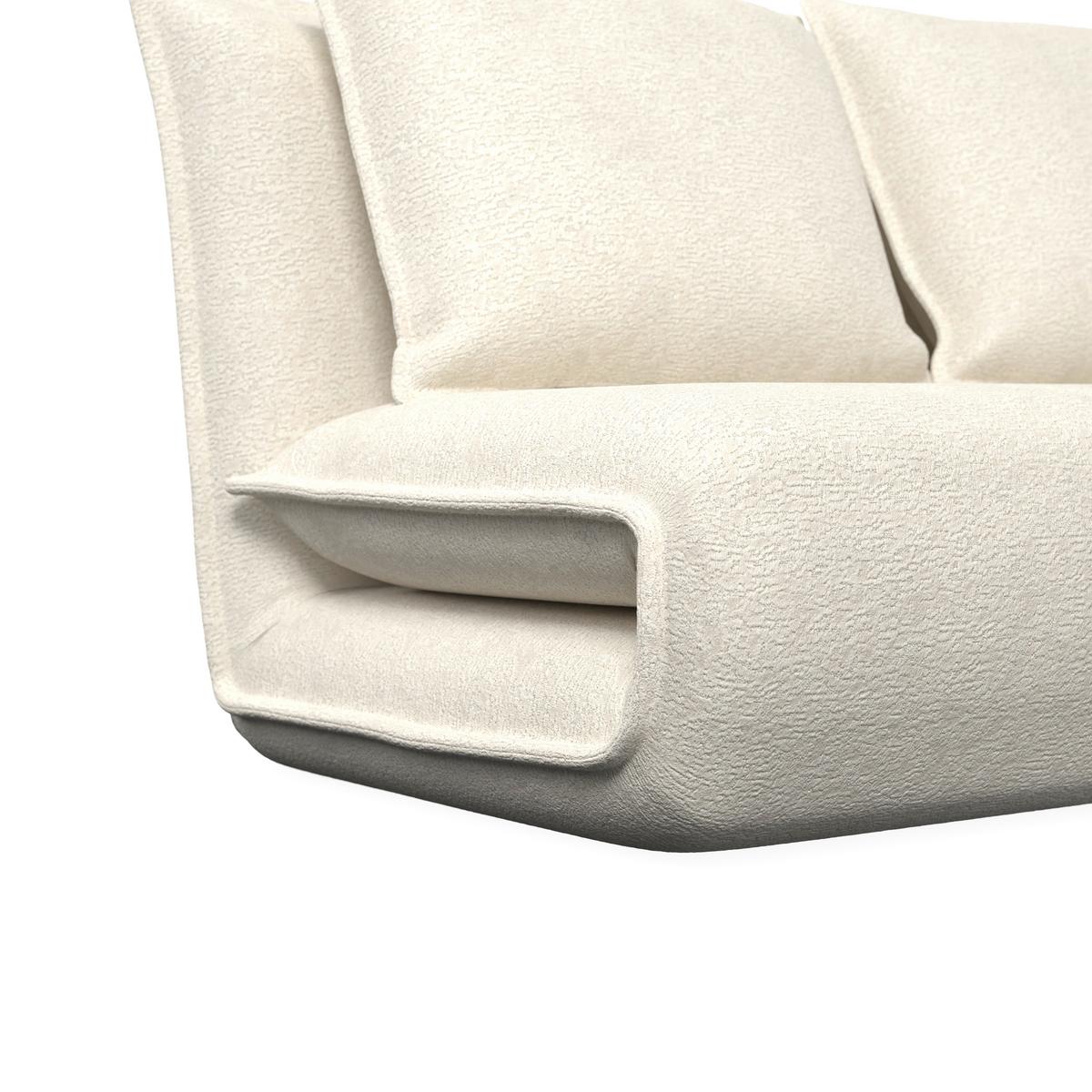 Schlafsofa Macy Bouclé Weiß - Weiß, MODERN, Textil/Metall (140/35/63cm) - Bessagi Home