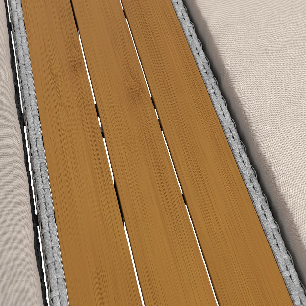 Gartenliege Monero Creme Holz/Metall/Kunststoff - Creme, MODERN, Holz/Kunststoff (203/155/150cm) - Bessagi Garden