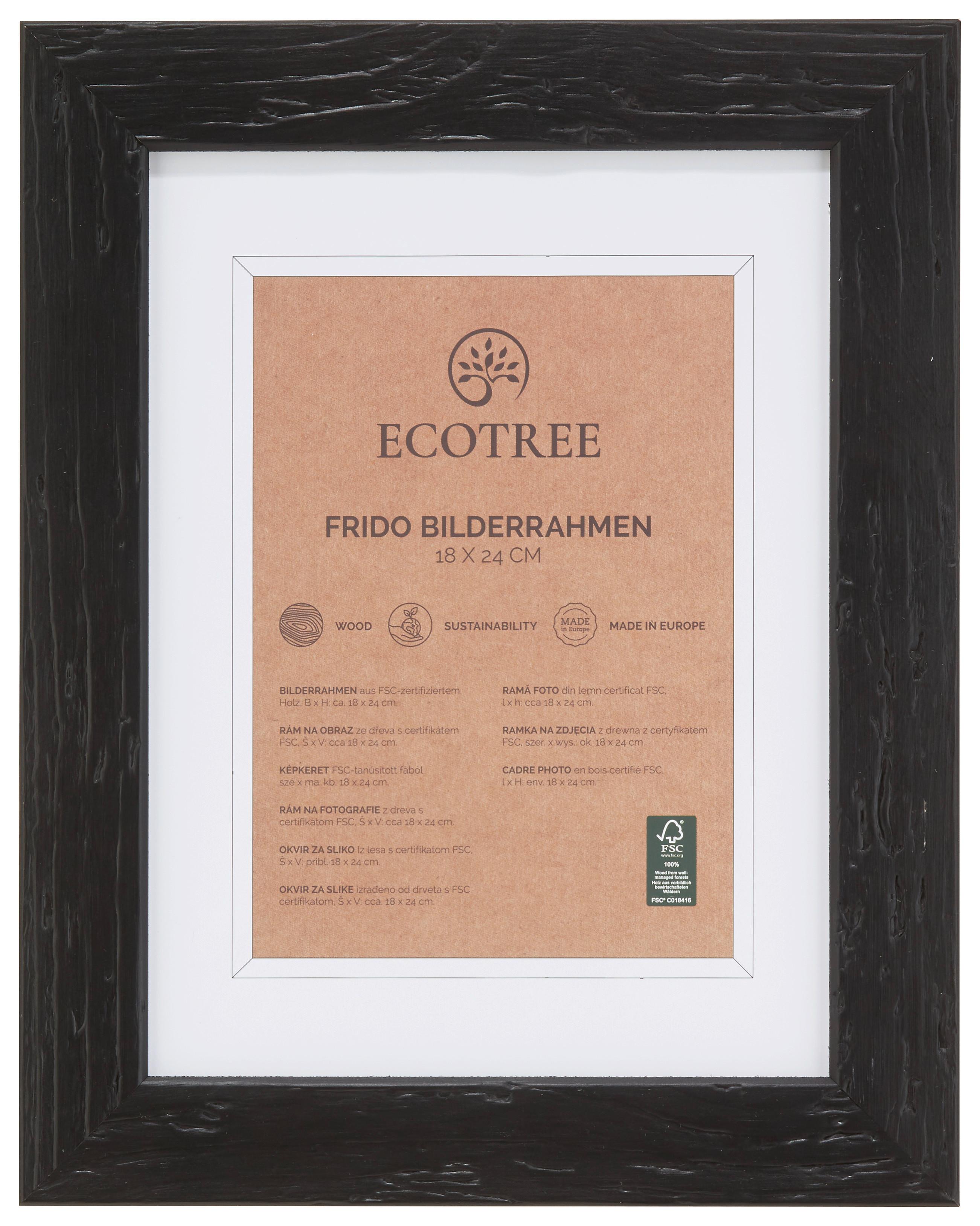 Bilderrahmen Frido in Naturfarben aus Echtholz - Schwarz, ROMANTIK / LANDHAUS, Holz (18/24cm) - ecoTree