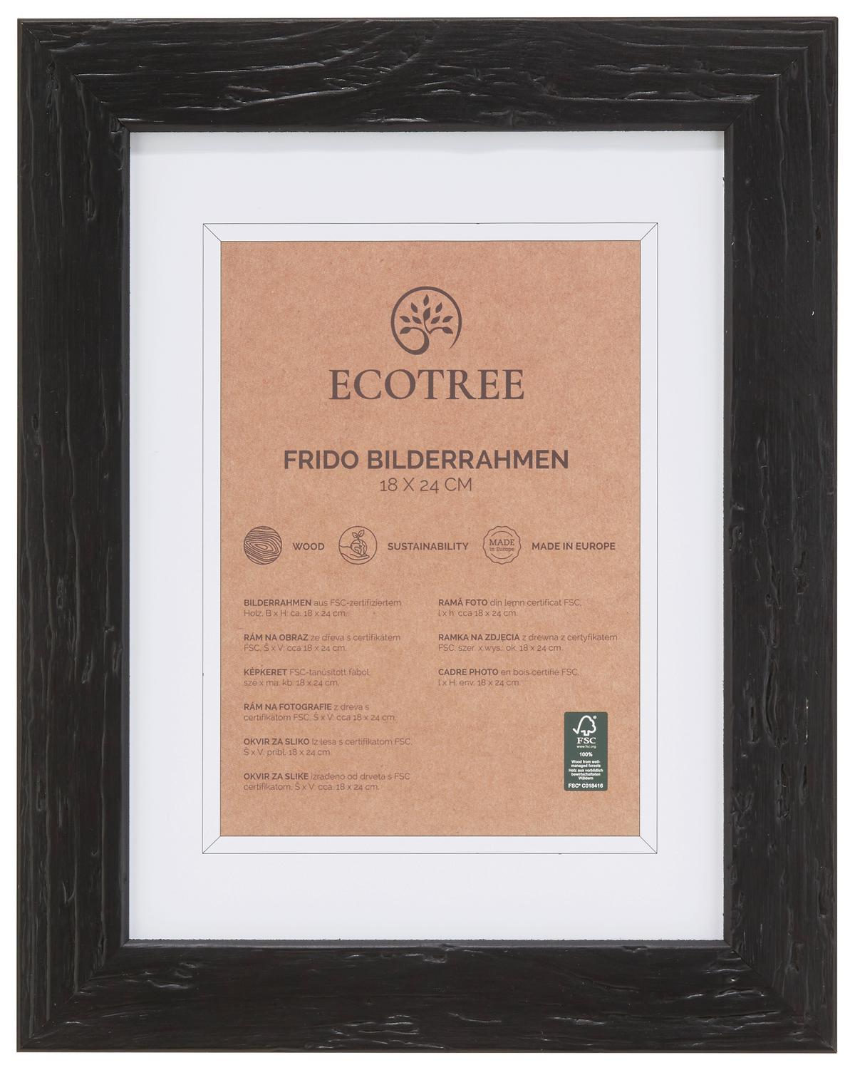 Bilderrahmen Frido in Naturfarben aus Echtholz - Schwarz, Romantik / Landhaus, Holz (18/24cm) - ecoTree