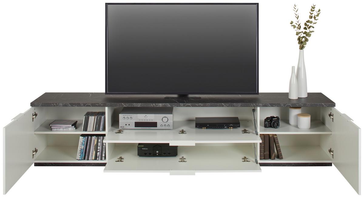 Nizka Omarica Mundi, Visoki Sijaj, Videz Marmorja - bela/visoki sijaj, Moderno, kovina/leseni material (240/51/45cm) - Modern Living