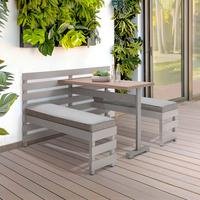 Gartenset Lagos Grau/Beige, 4-teilig - Hellbraun/Beige, Basics, Textil/Metall (126/86/157cm) - Modante