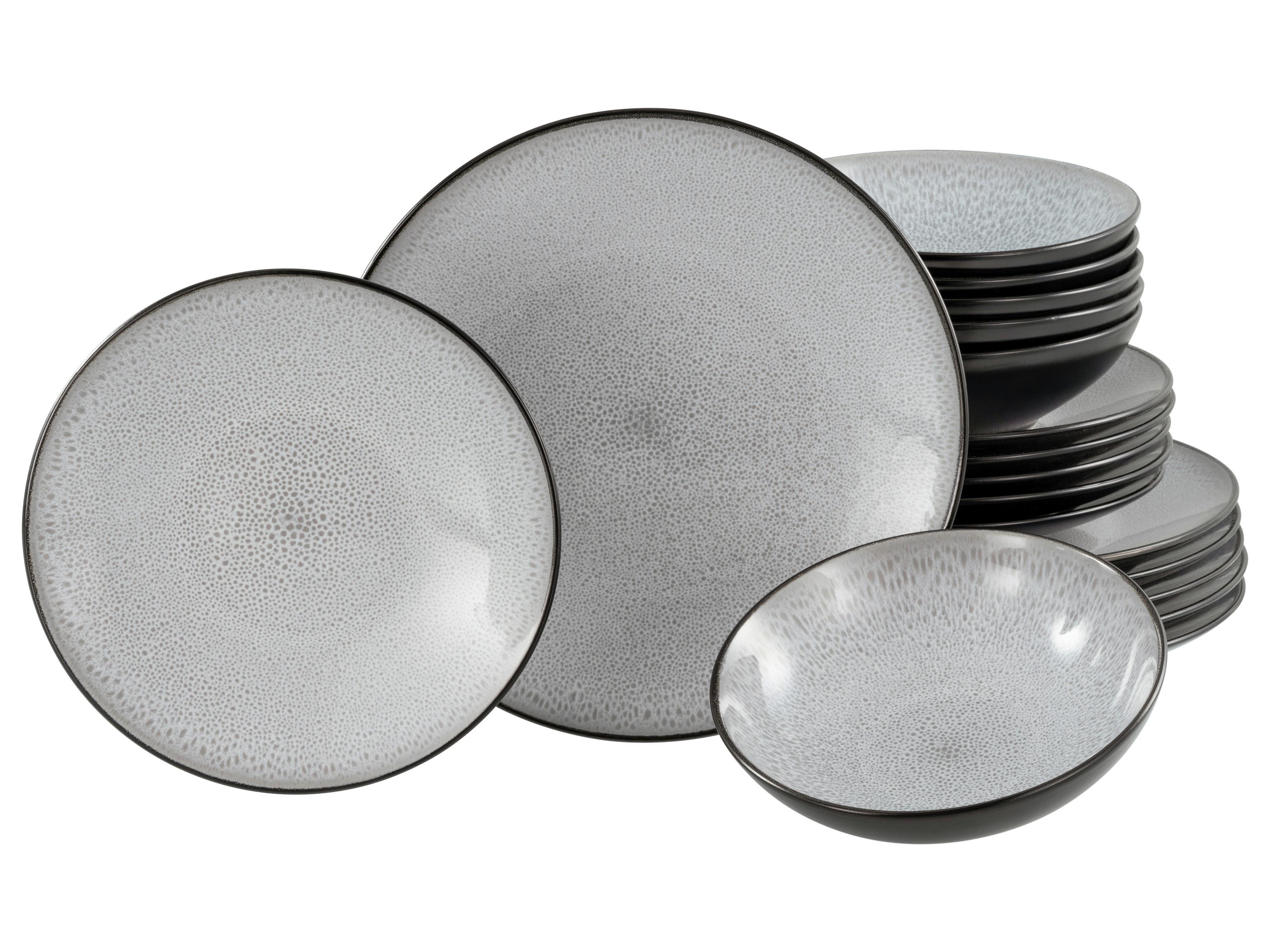 Jedilni Servis Malmö, 18-Delni - črna/sivobela, Basics, keramika - Creatable