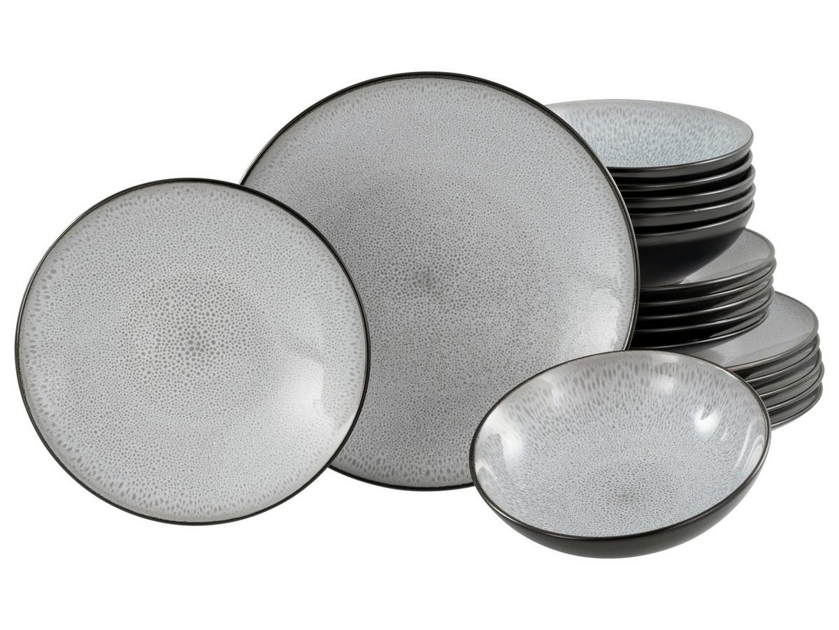 Jedilni Servis Malmö, 18-Delni - črna/sivobela, Basics, keramika - Creatable