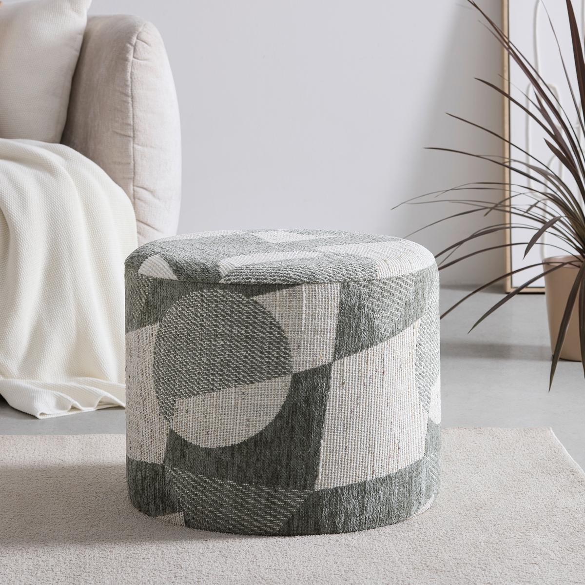 Hocker Marlon Graugrün - Weiß/Graugrün, LIFESTYLE, Holzwerkstoff/Textil (50/40/50cm) - Premium Living